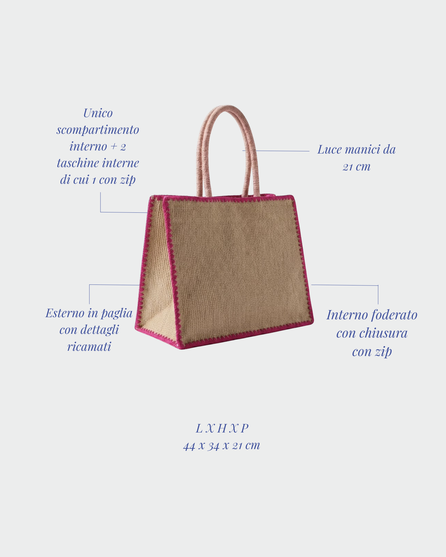 AZURE straw bag - FUCHSIA
