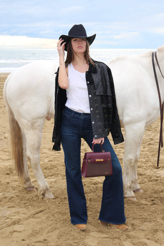 GRACE SUEDE MEDIUM handbag - BURGUNDY