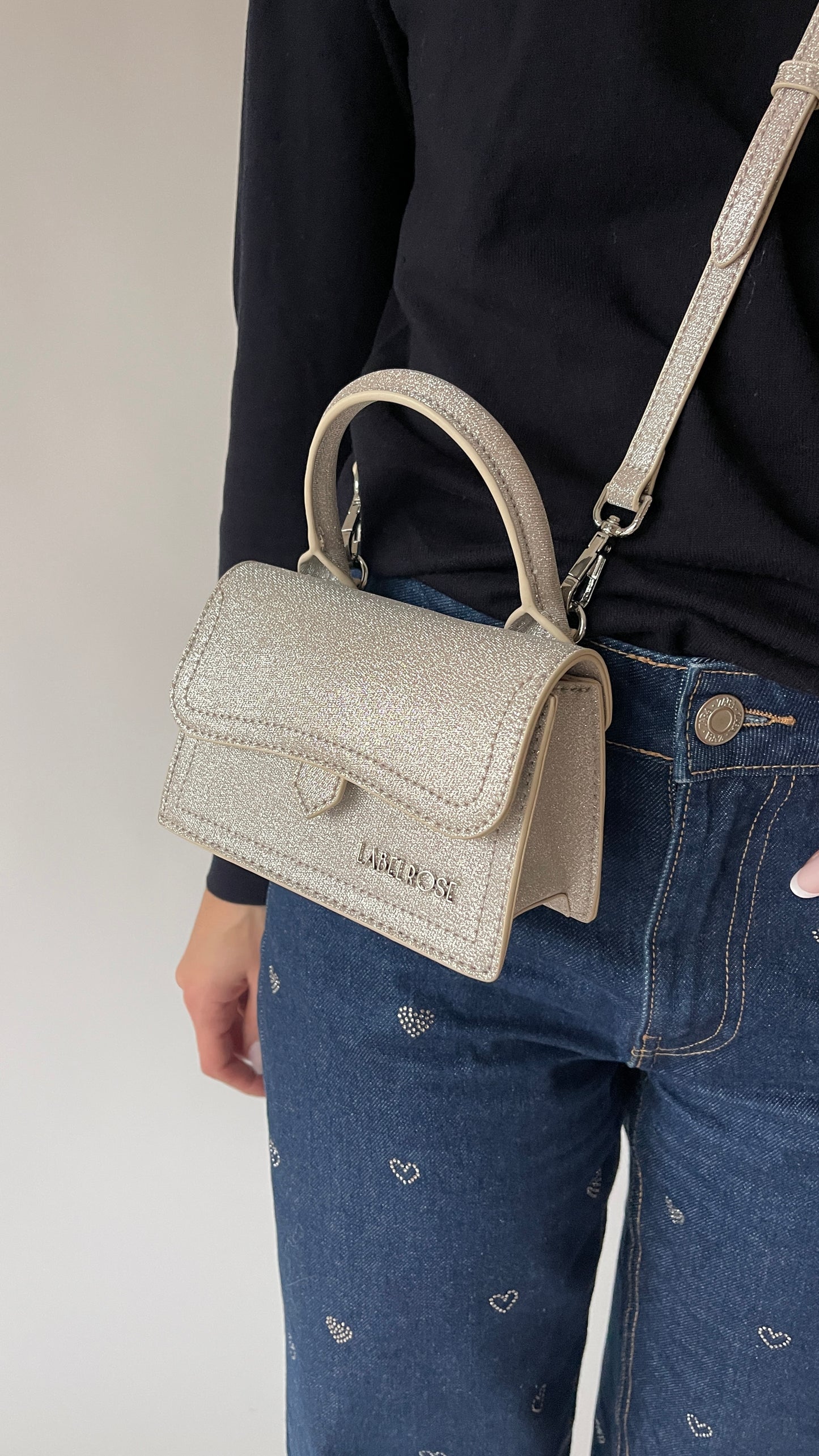 Mini bag a mano PAIGE MINI LE - PLATINO