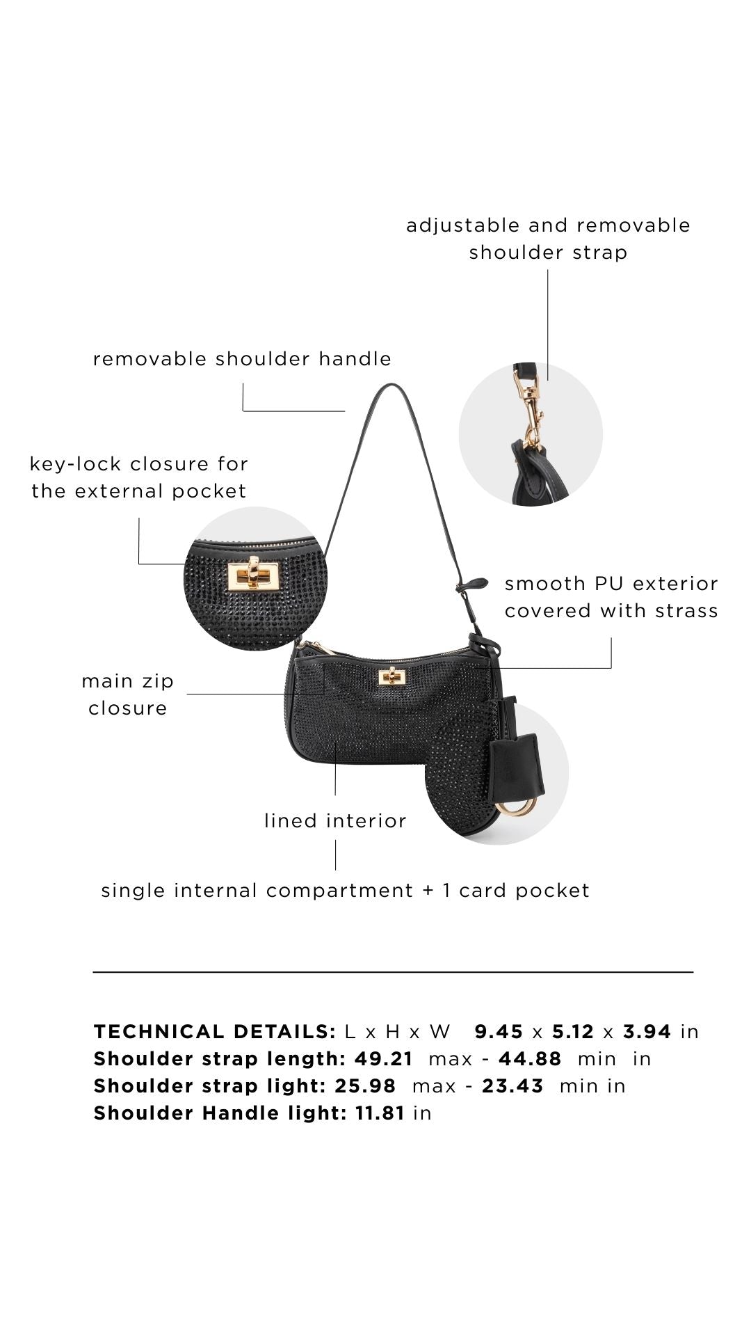 Borsa a spalla TIARA - BLACK GOLD