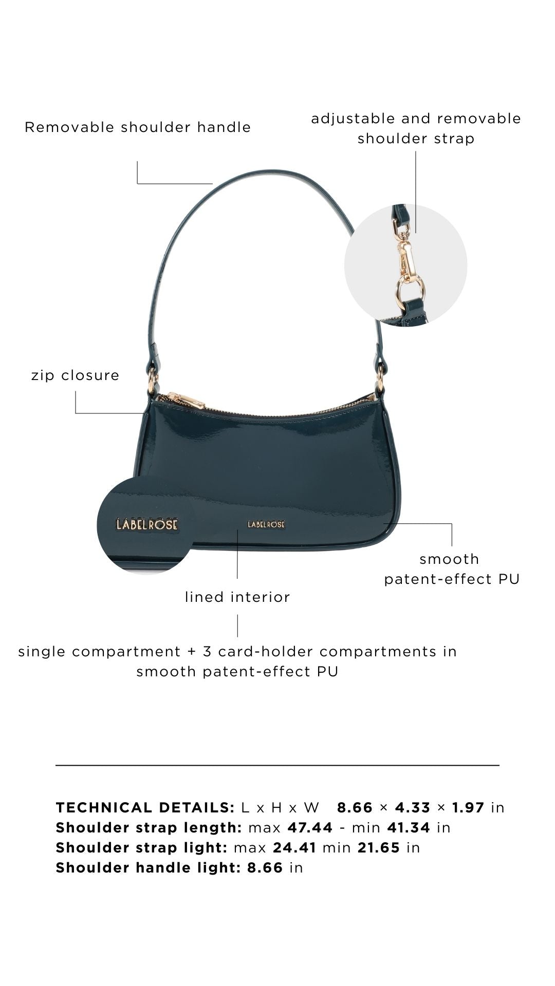 Borsa a spalla EMMA VERNICE - TEAL