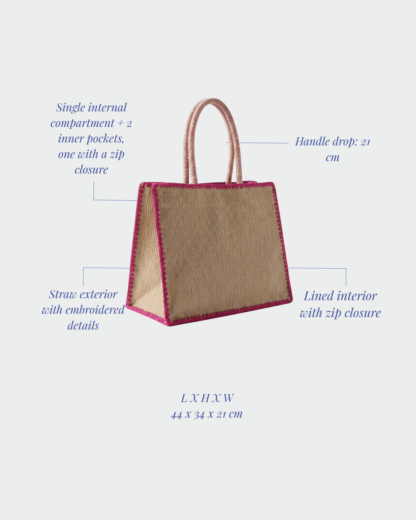 AZURE straw bag - FUCHSIA
