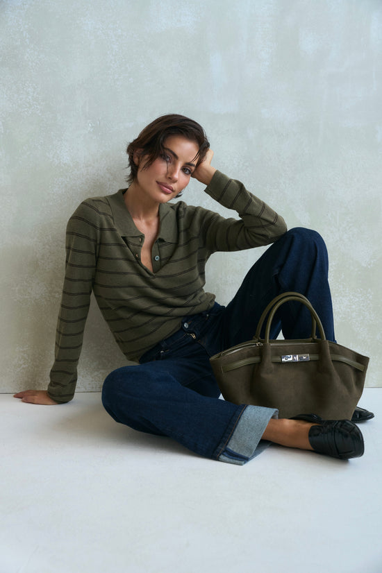 Borsa a mano BRIELLE SMALL SIMILSUEDE - MUD GREEN