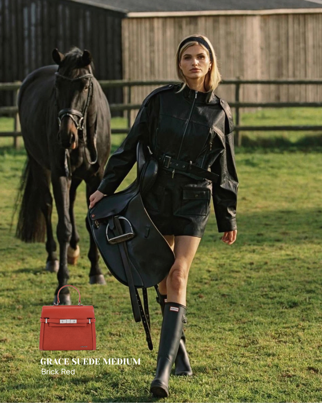 Borsa a mano GRACE SUEDE MEDIUM - BRICK RED