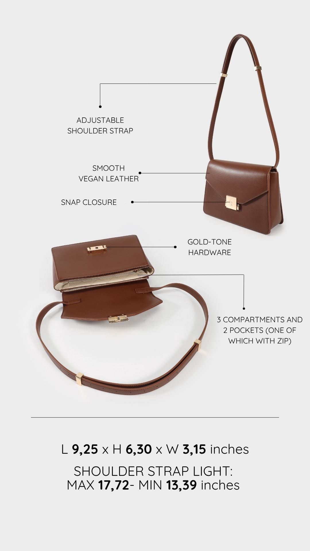 Borsa a tracolla AURA - BROWN