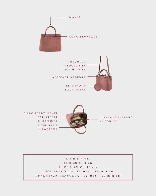Borsa a mano MARGOT BIG 30.05 LE - MOCHA PINK - PREVENDITA