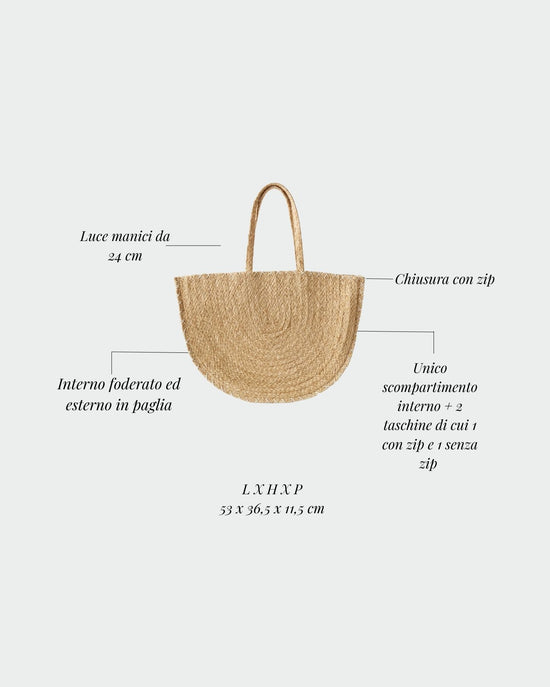 Borsa in paglia SUNRAY - BEIGE - con PERSONALIZZAZIONE