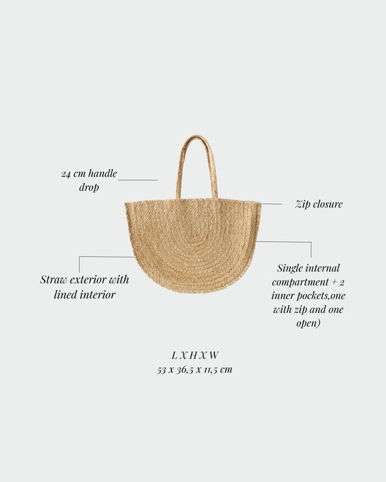 Borsa in paglia SUNRAY - BEIGE - con PERSONALIZZAZIONE