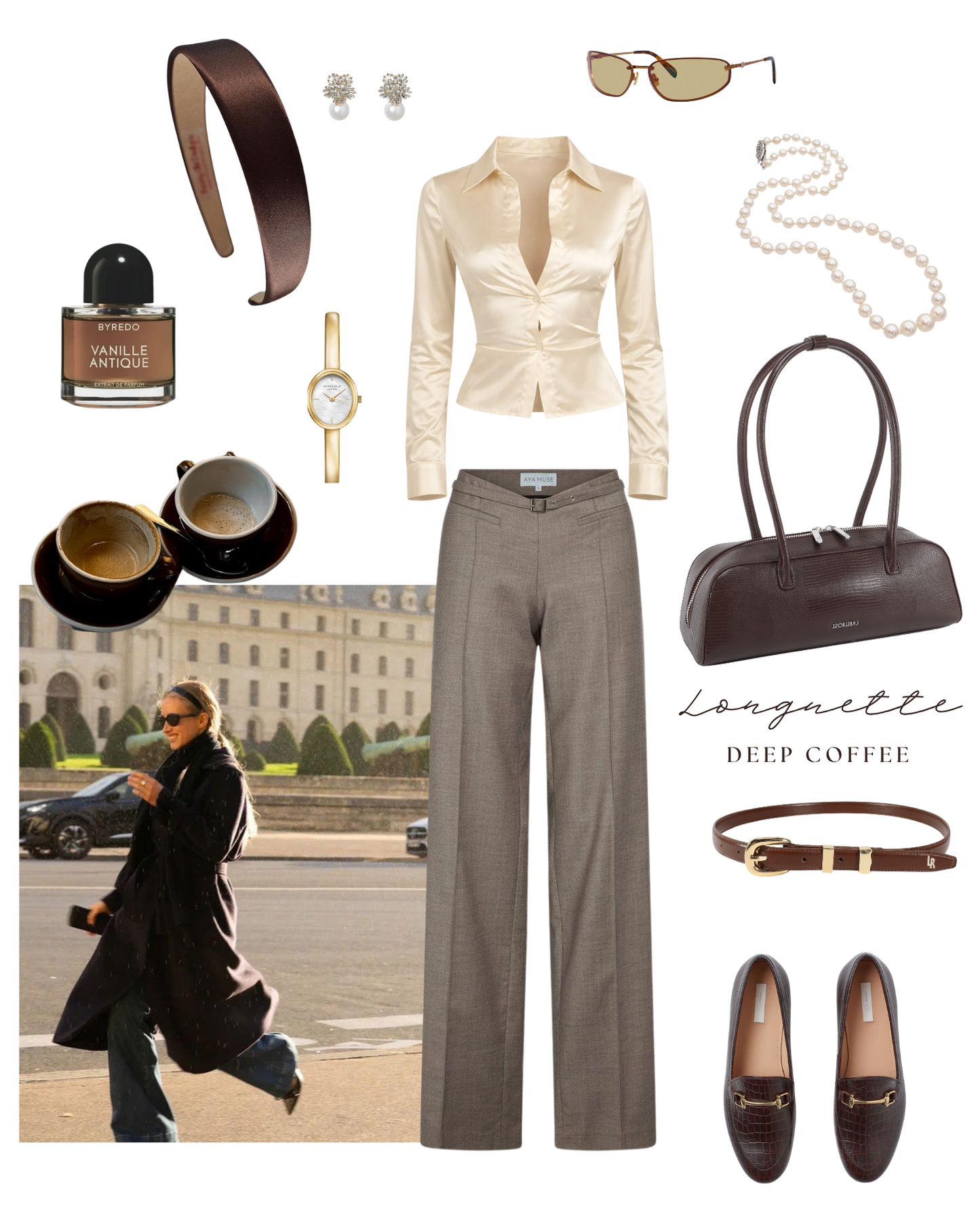 Borsa a spalla LONGUETTE- DEEP COFFEE