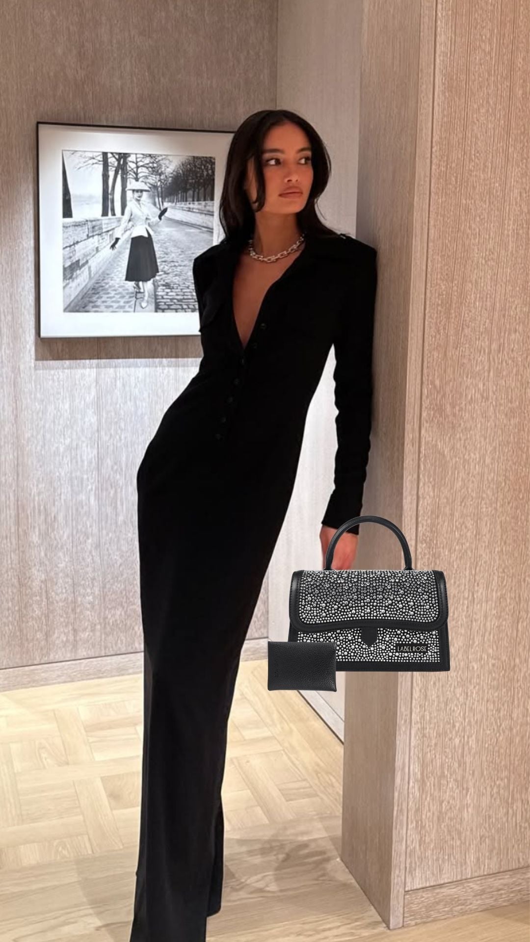 Borsa a mano PAIGE STRASS - BLACK SILVER