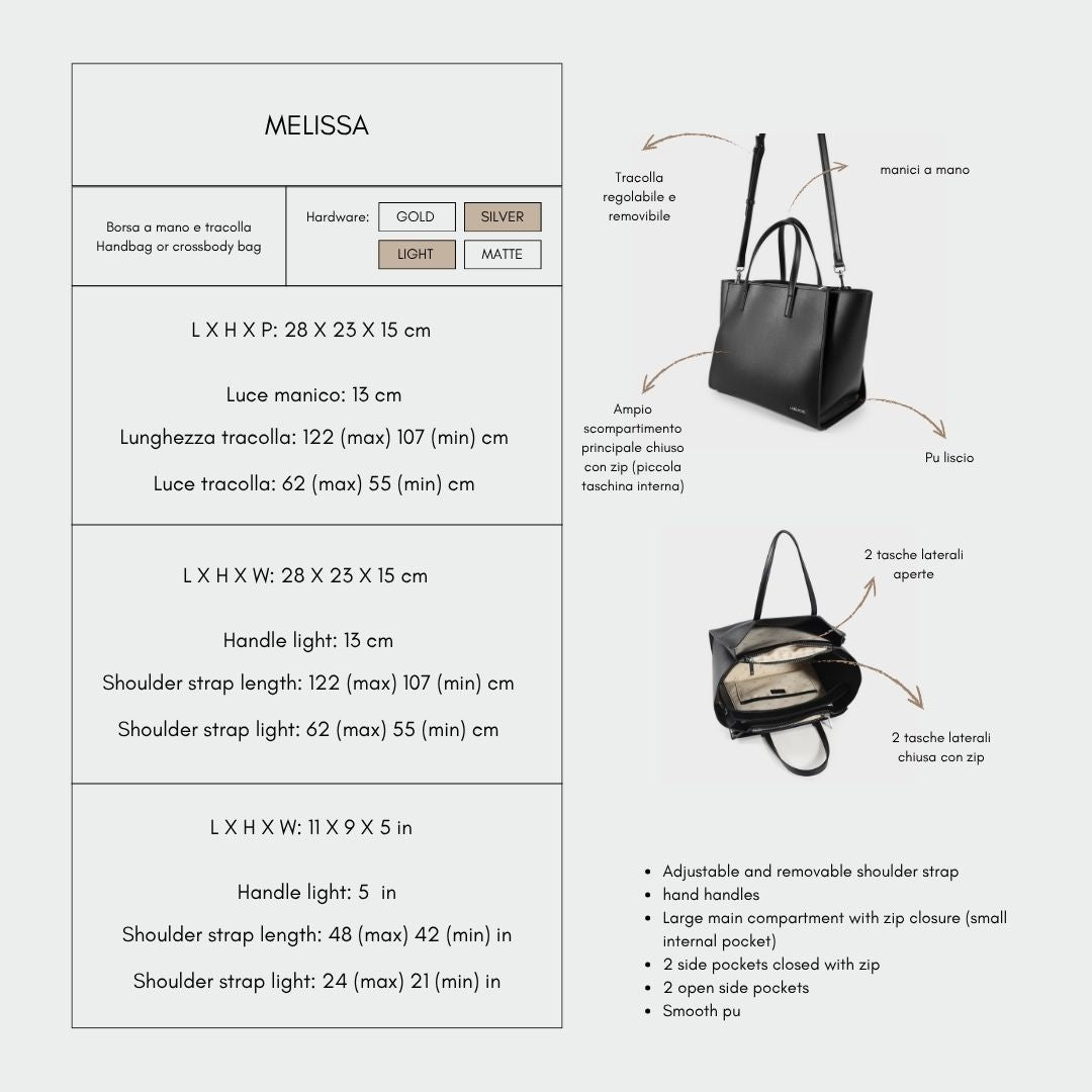 Bolso de mano MELISSA - NEGRO PLATA