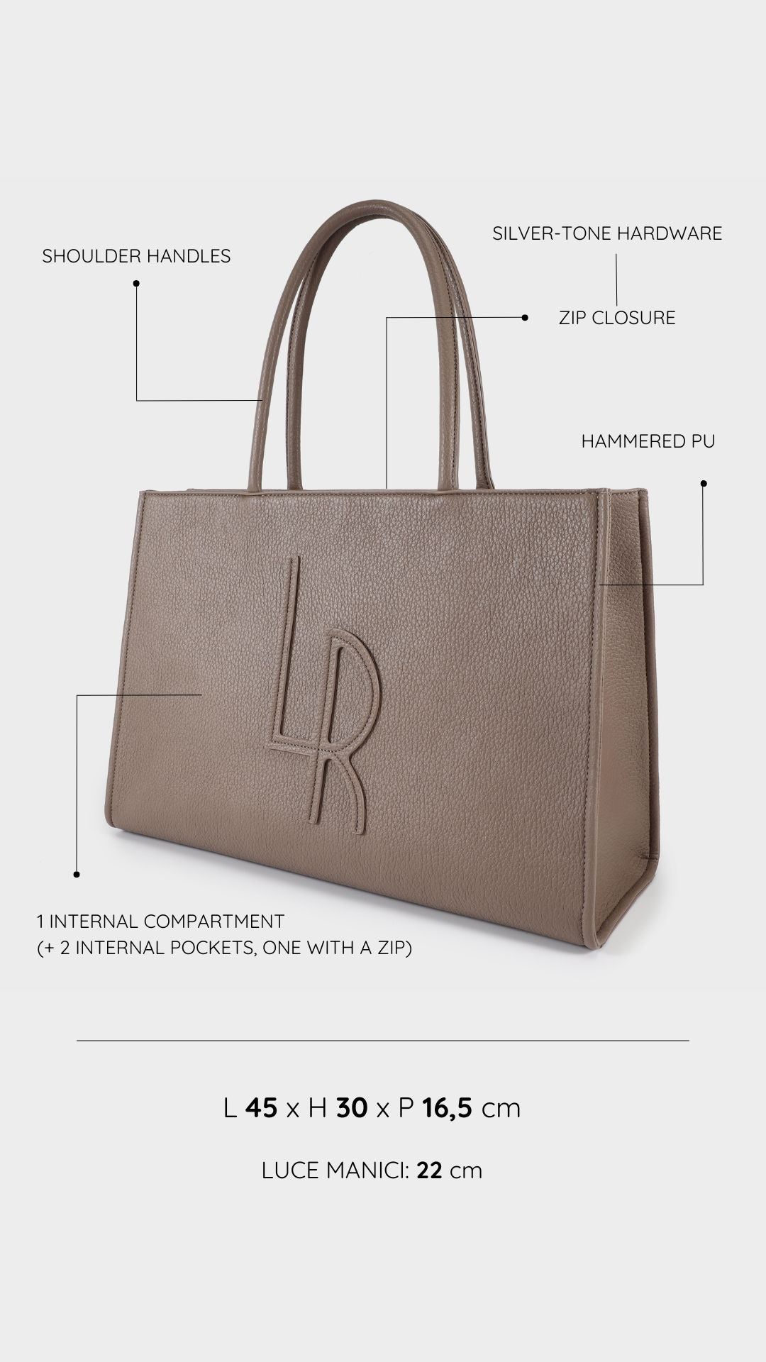 Borsa a spalla in similpelle FREYA - TAUPE