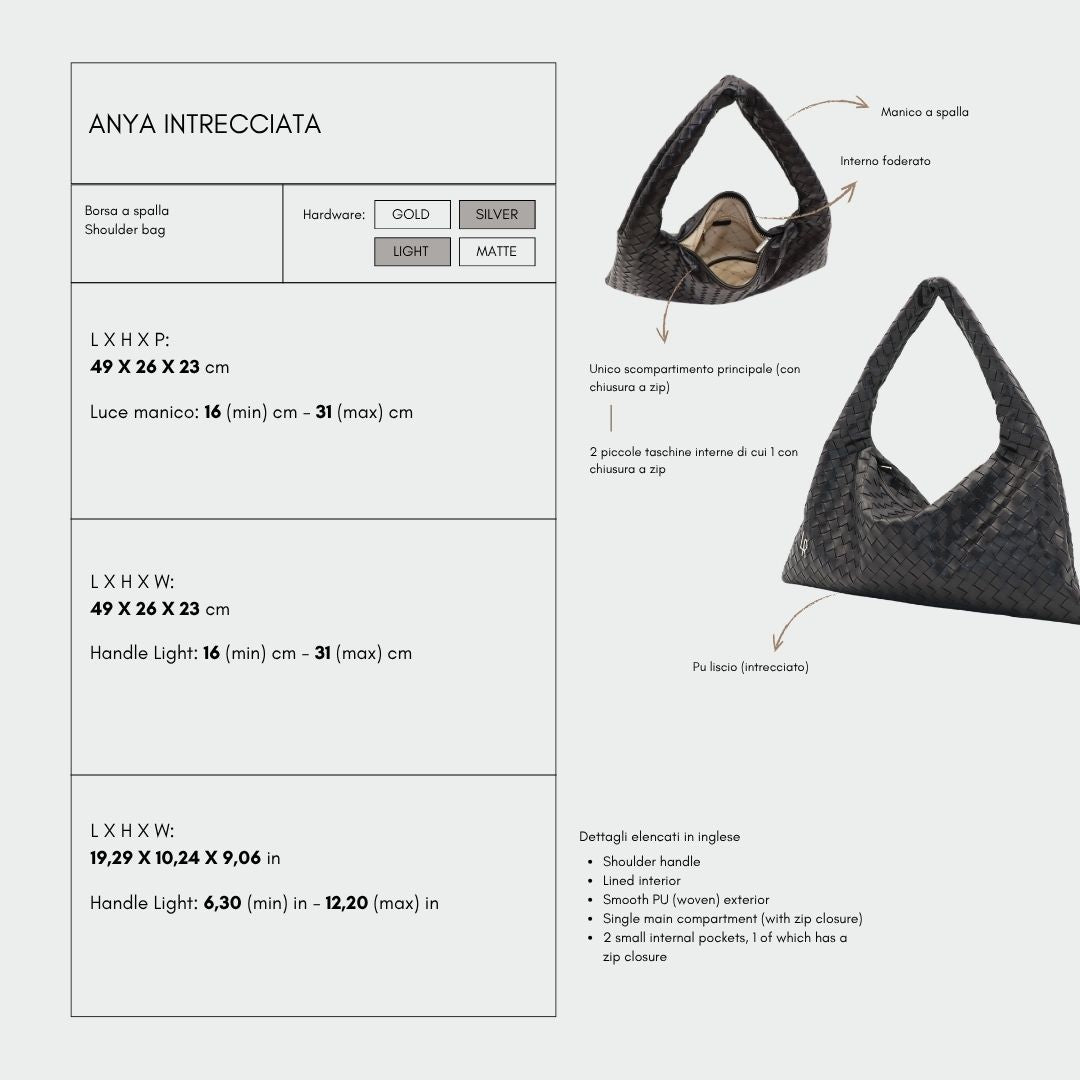 ANYA Braided Shoulder Bag - BLACK SILVER