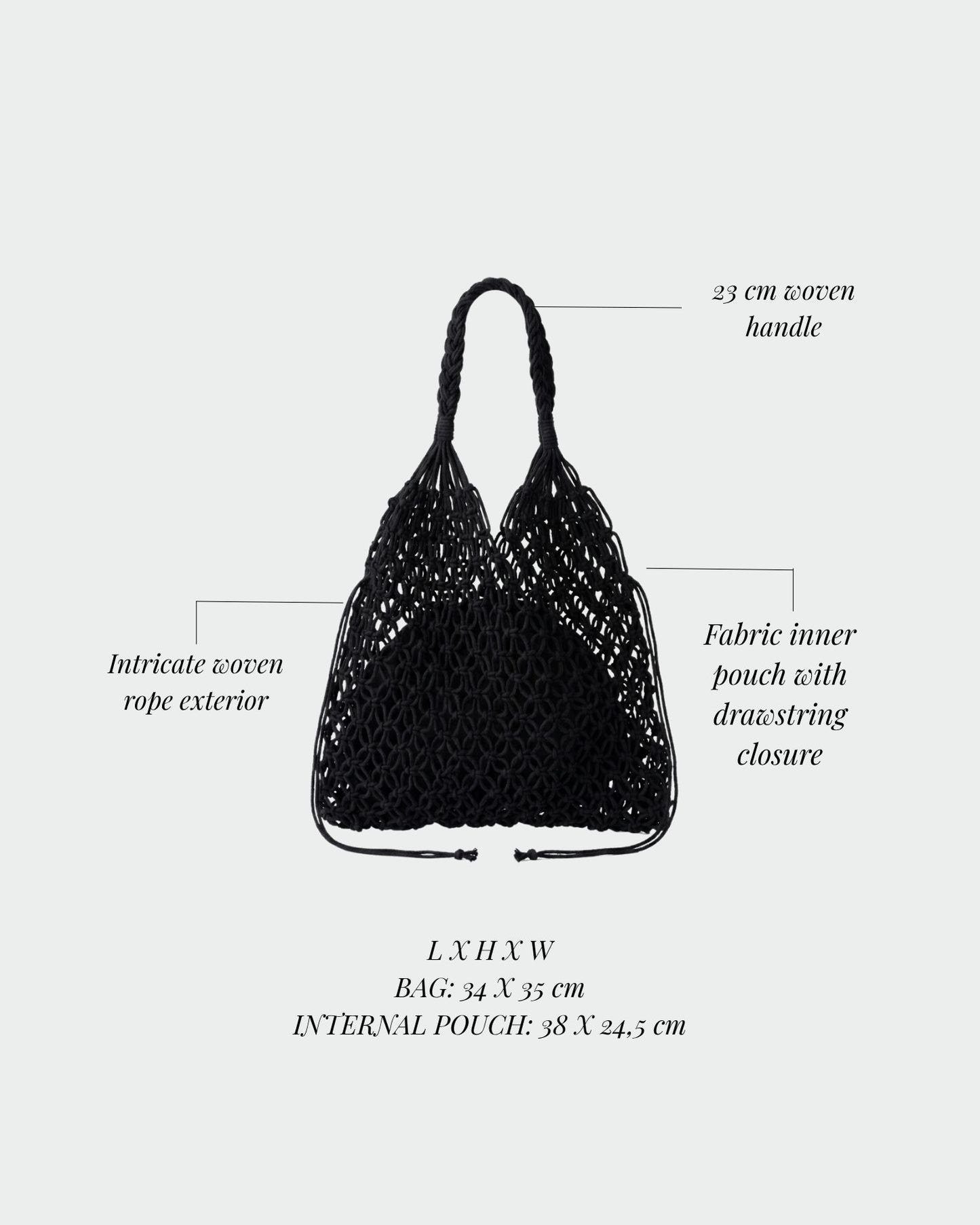 BREEZE Straw Bag - BLACK