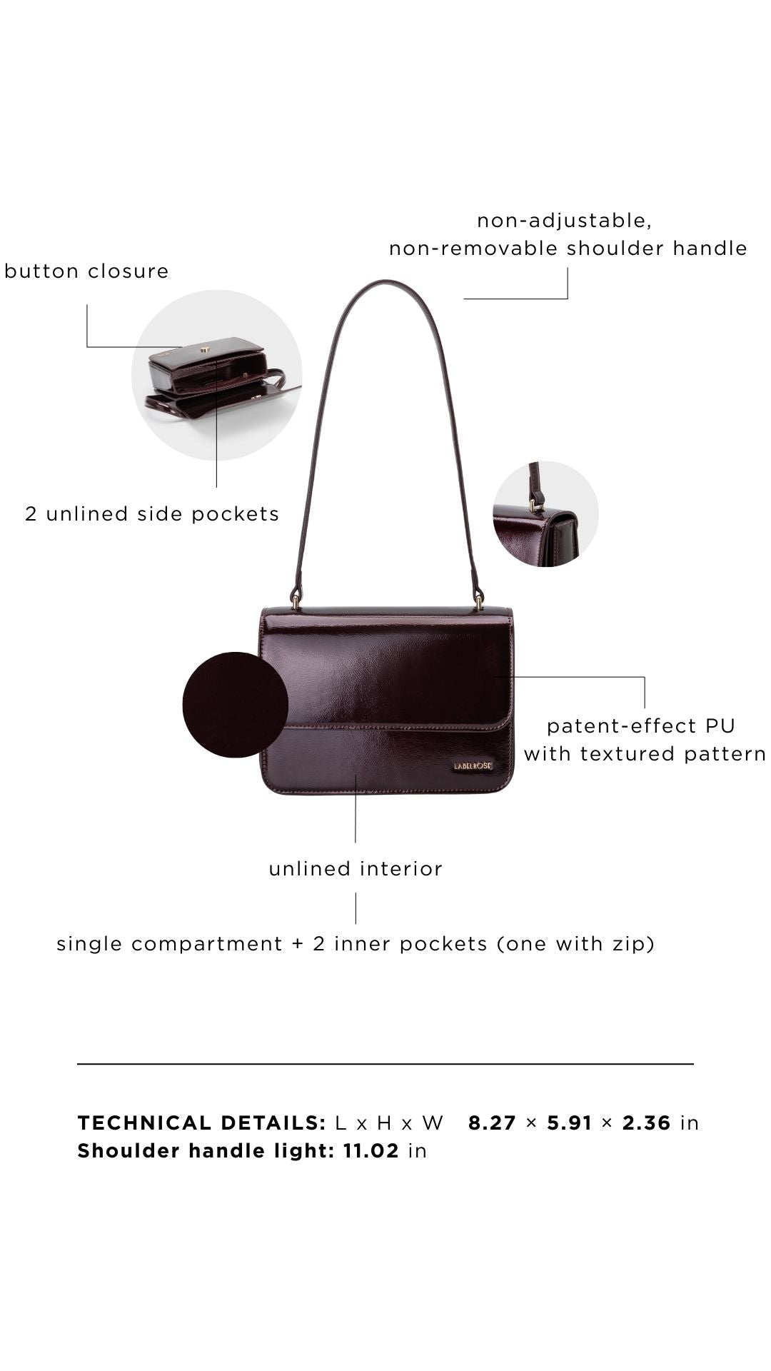 Borsa a spalla FLORA - BURGUNDY