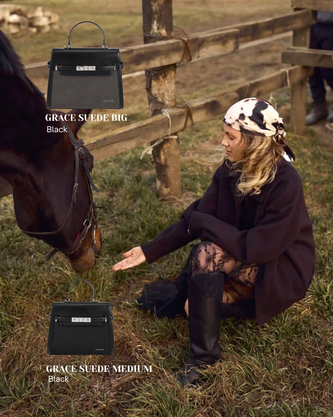Borsa a mano GRACE SUEDE MEDIUM - BLACK