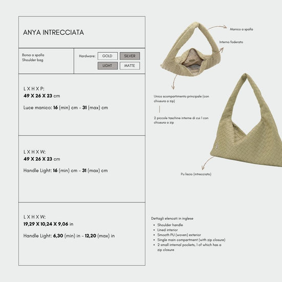 Bolso de hombro trenzado ANYA - VERDE SALVIA