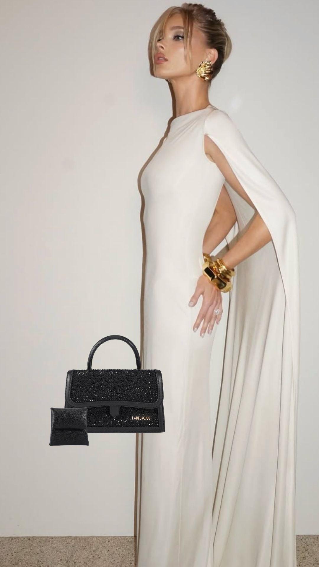 Borsa a mano PAIGE STRASS - BLACK GOLD