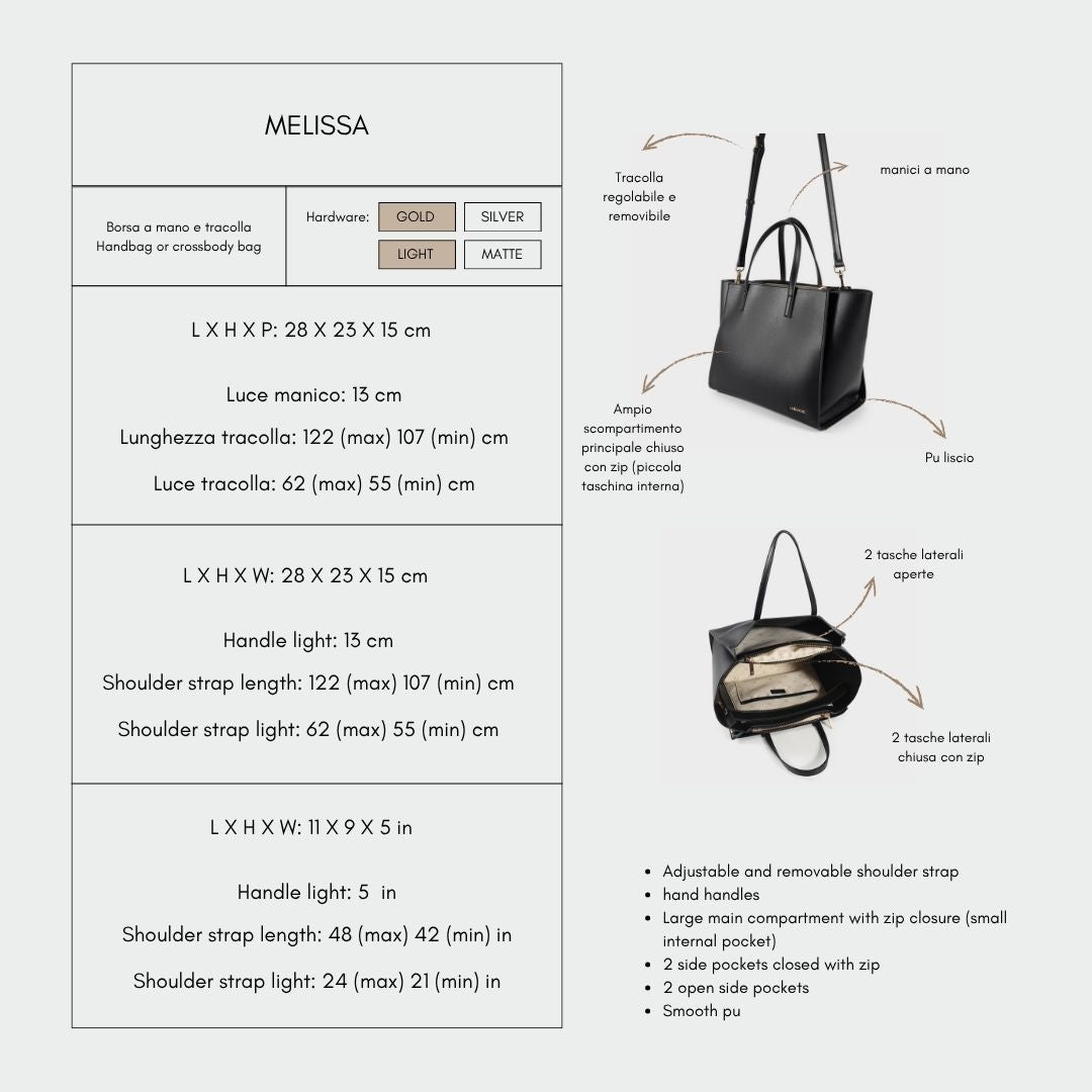 Borsa a mano MELISSA - NERO GOLD