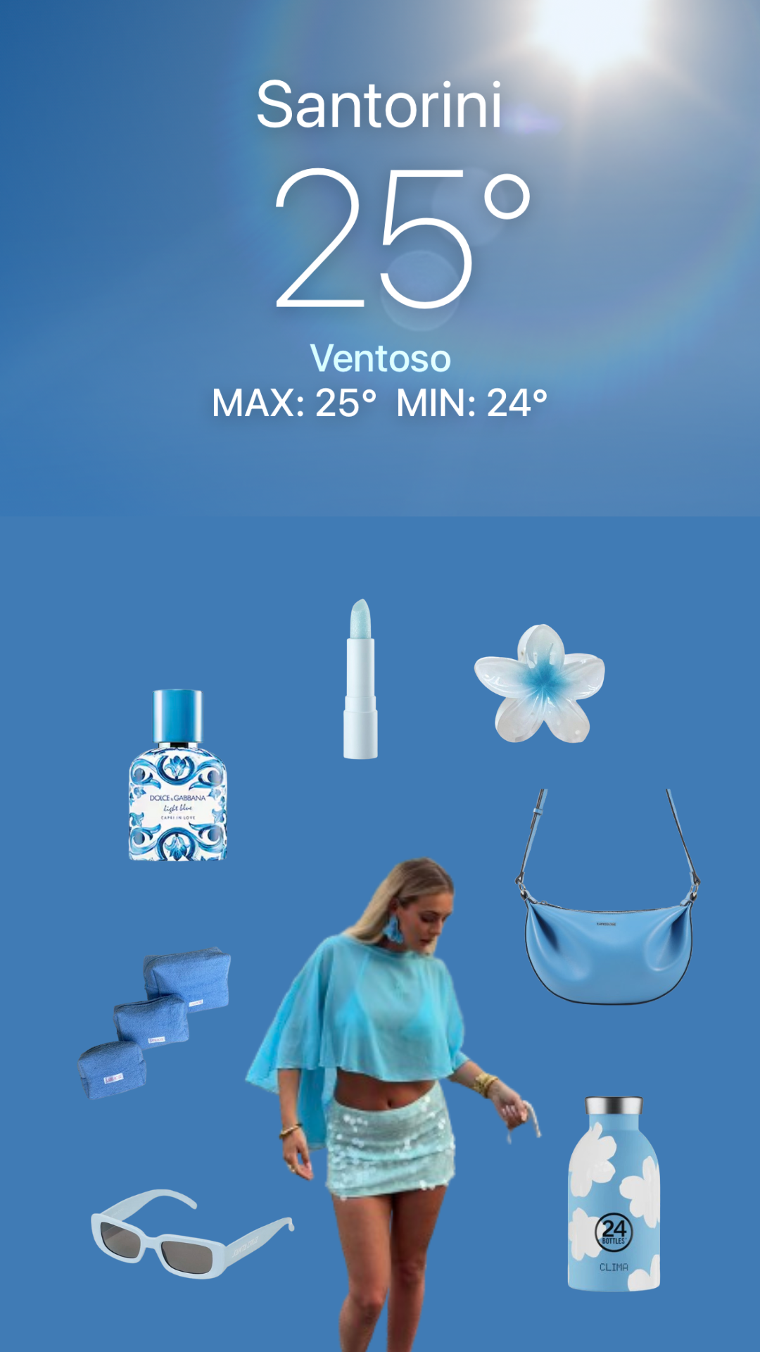 Borsa a spalla ARYA - LIGHT BLUE