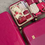 Shiny trolley suitcase four wheels - FUXIA