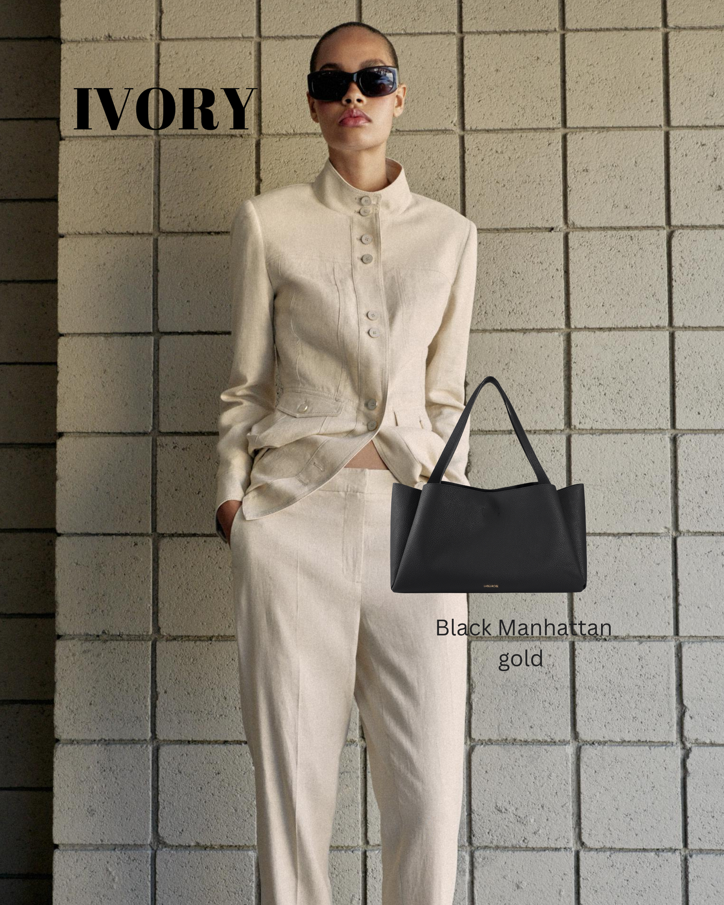 Borsa a spalla IVORY - BLACK GOLD MANHATAN