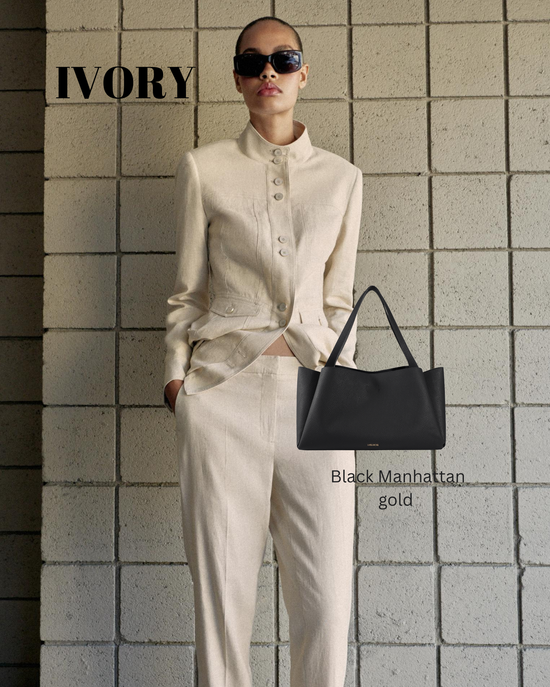Borsa a spalla IVORY - BLACK GOLD MANHATAN