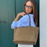 MELISSA BIG FAUX SUEDE Shoulder Bag - OLIVE GREEN