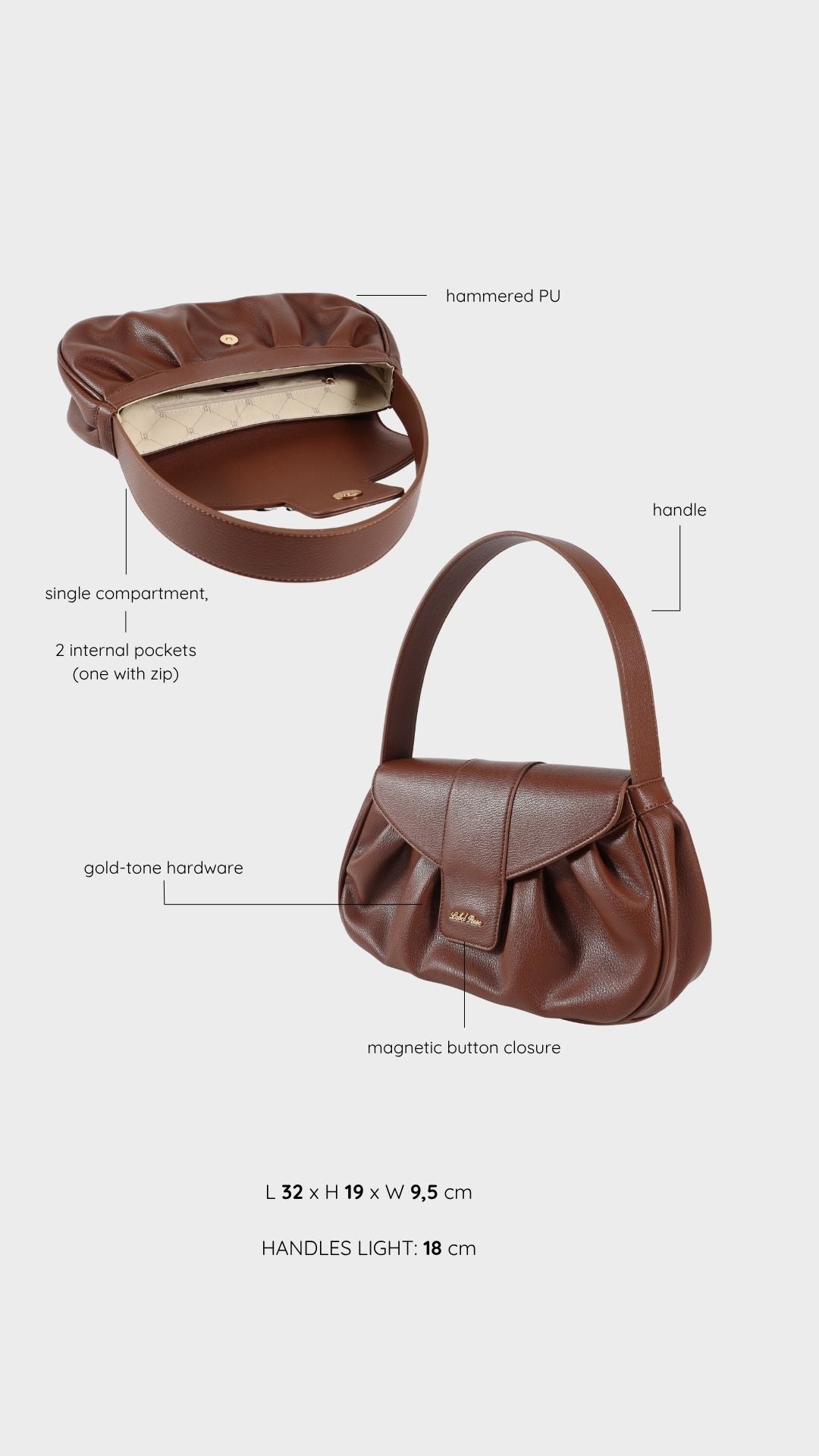 Borsa a mano MARIGOLD - LIGHT BROWN