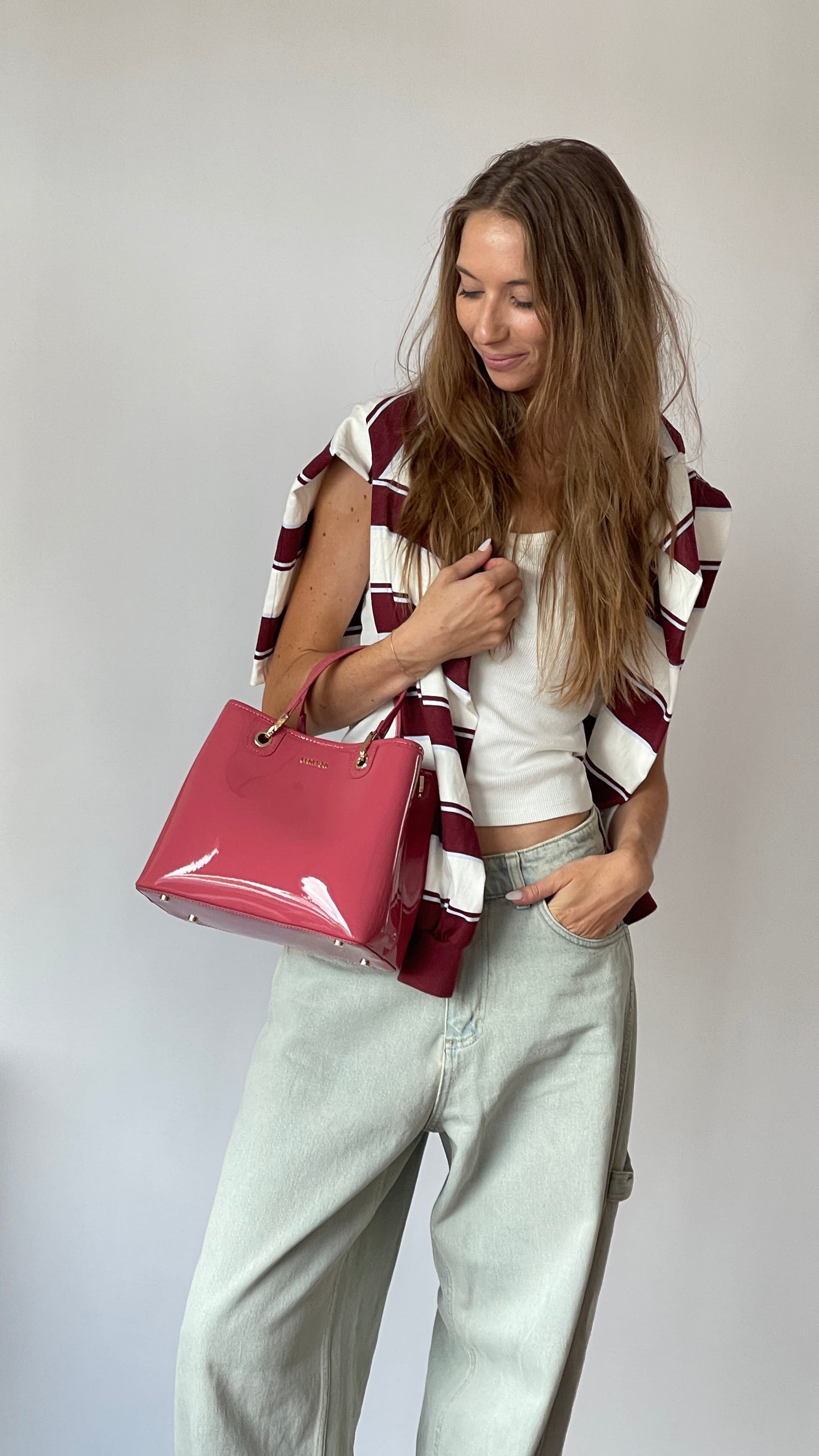 Borsa a mano MARGOT BIG VERNICE - FRENCH ROSE