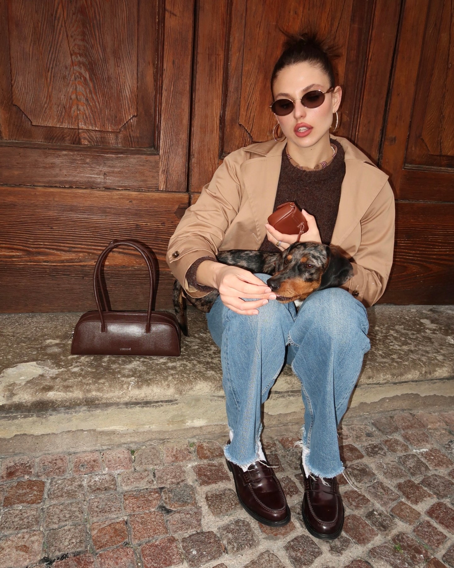 Borsa a spalla LONGUETTE- DEEP COFFEE