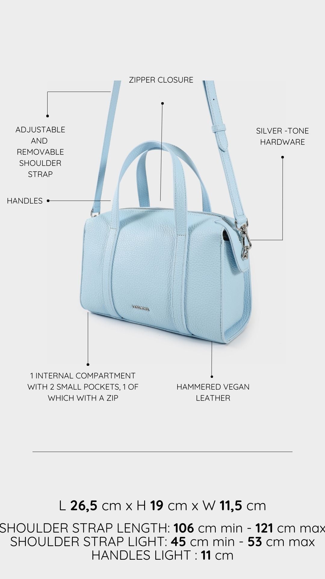 Borsa bauletto ELLEN - BABY BLUE
