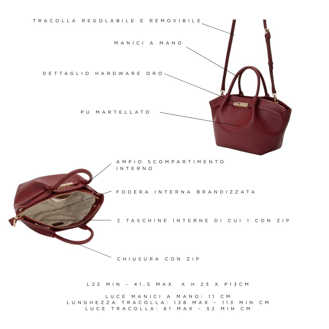 Borsa a mano BRIELLE SMALL - WINE GOLD