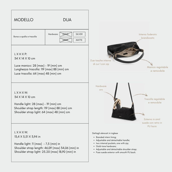 Borsa a spalla DUA - BLACK GOLD