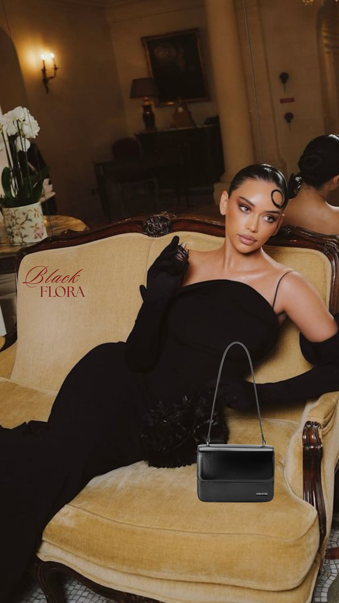 Borsa a spalla FLORA - BLACK