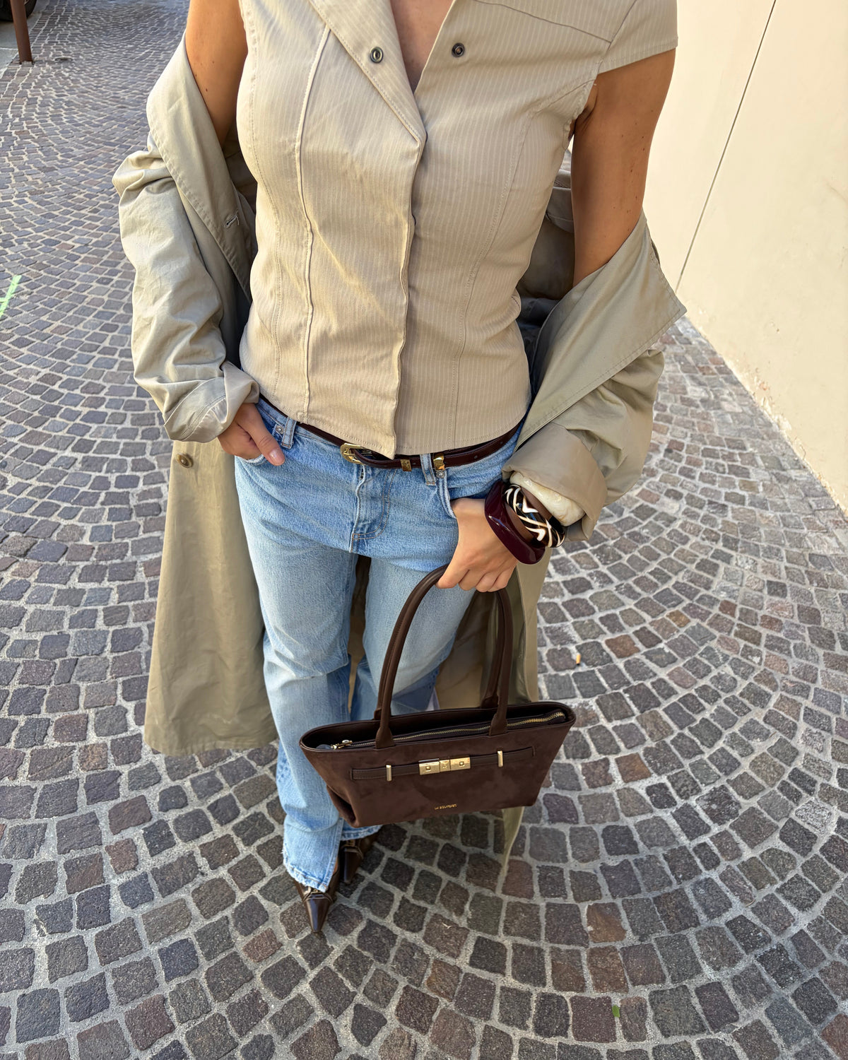 Bolso de hombro JAY SUEDE- WINE CHOCOLATE