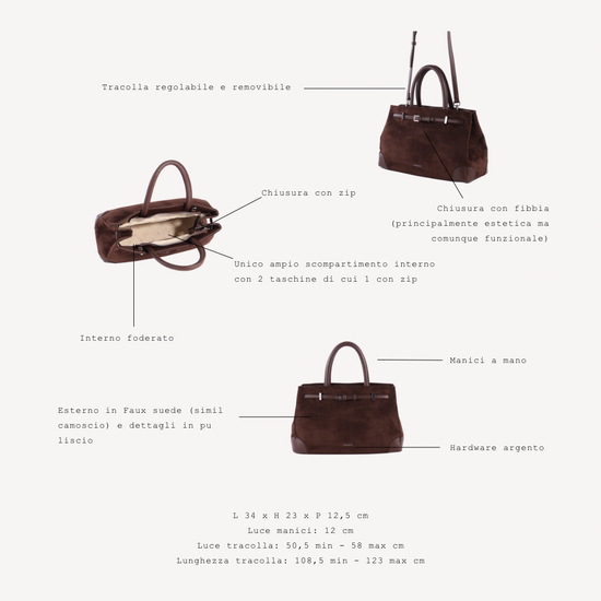 Borsa a mano MINA - DARK BROWN