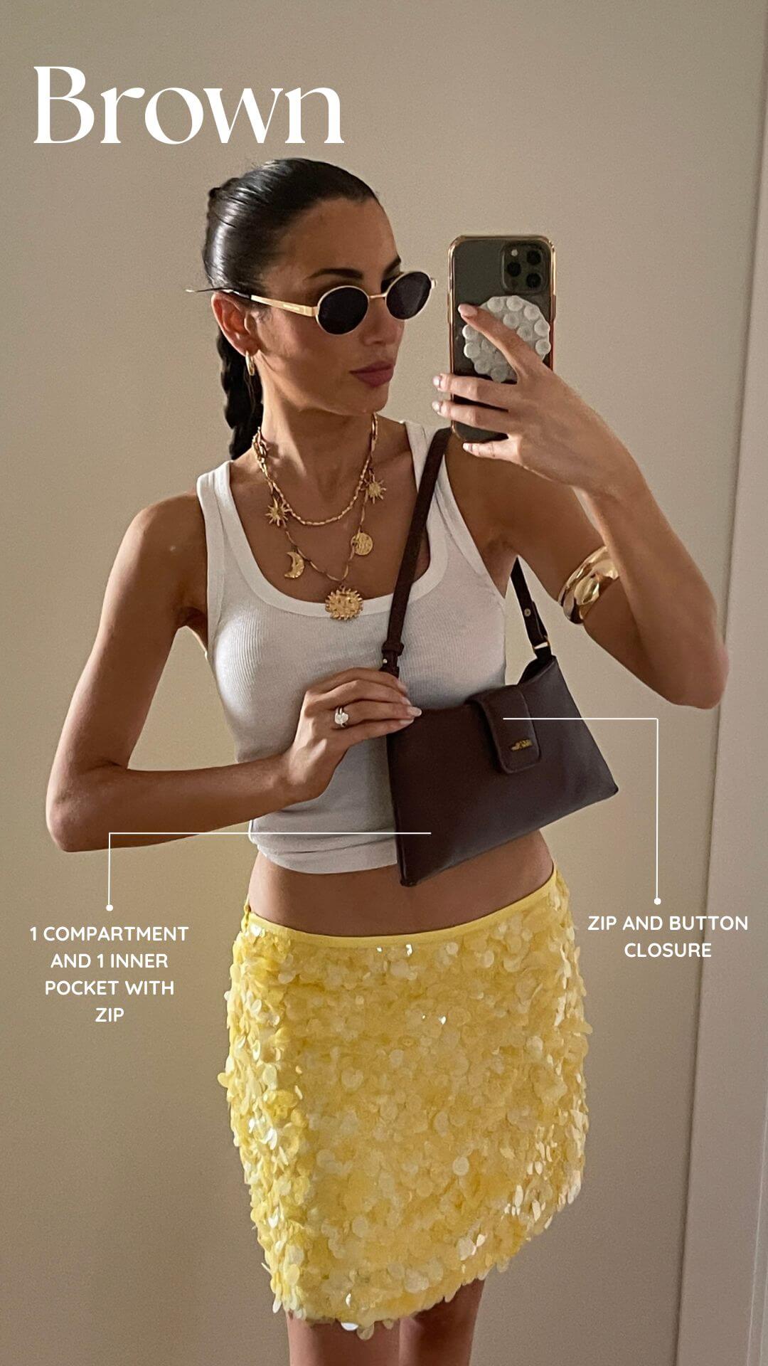 Borsa a spalla HANNAH - BROWN