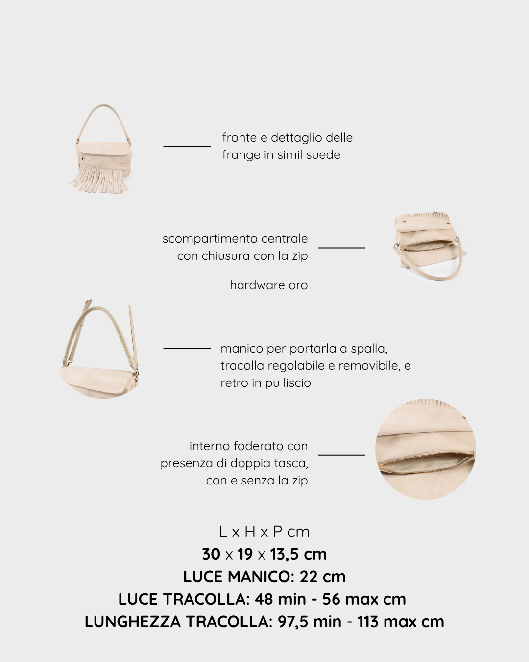 Bolso de hombro MEREDITH - BEIGE
