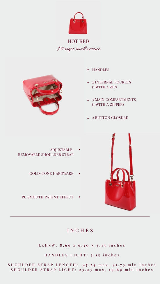 Borsa a mano MARGOT SMALL VERNICE - HOT RED