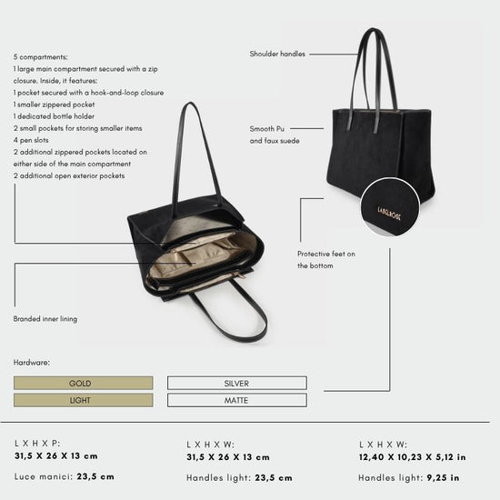 Borsa a spalla MELISSA BIG SIMILSUEDE - BLACK GOLD