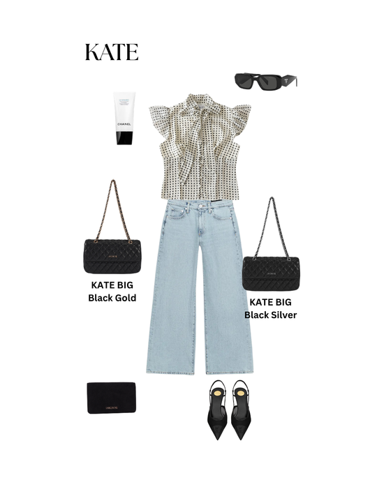 Borsa a spalla KATE BIG - BLACK SILVER