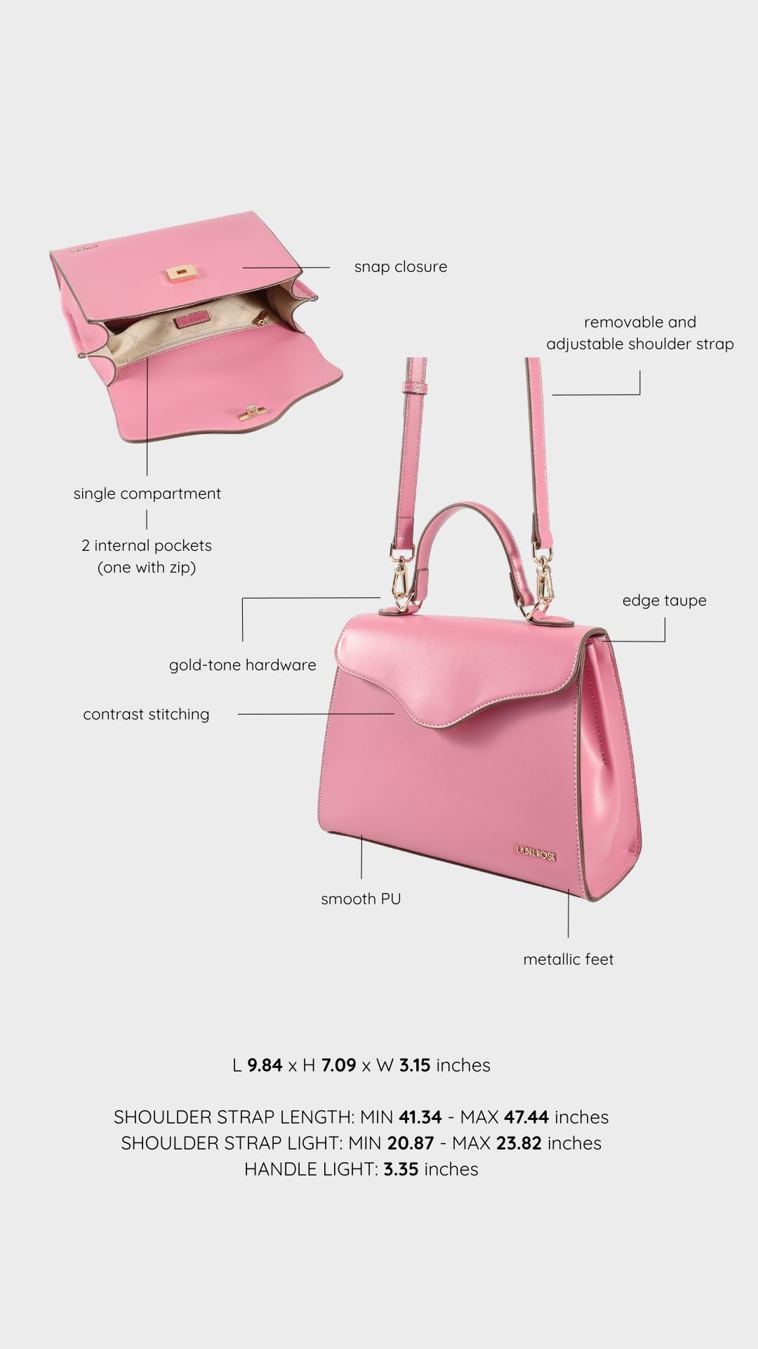 Borsa a tracolla ISABEL - TAFFY PINK