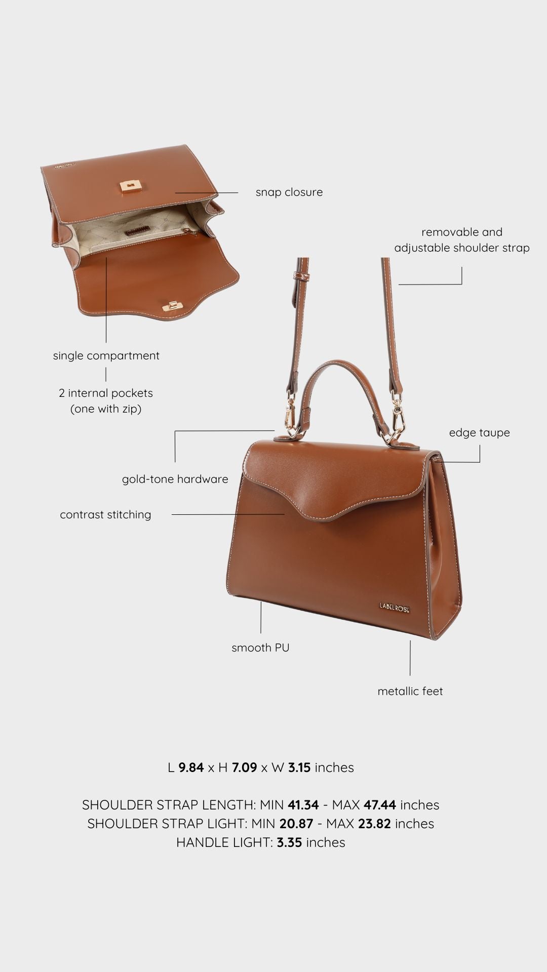 Borsa a tracolla ISABEL - BROWN