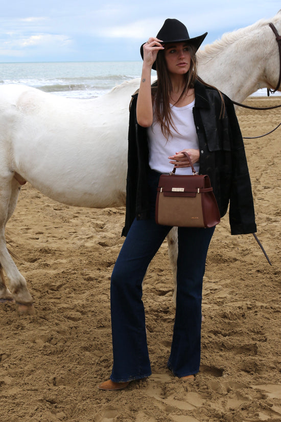 GRACE SUEDE BIG handbag - BROWN
