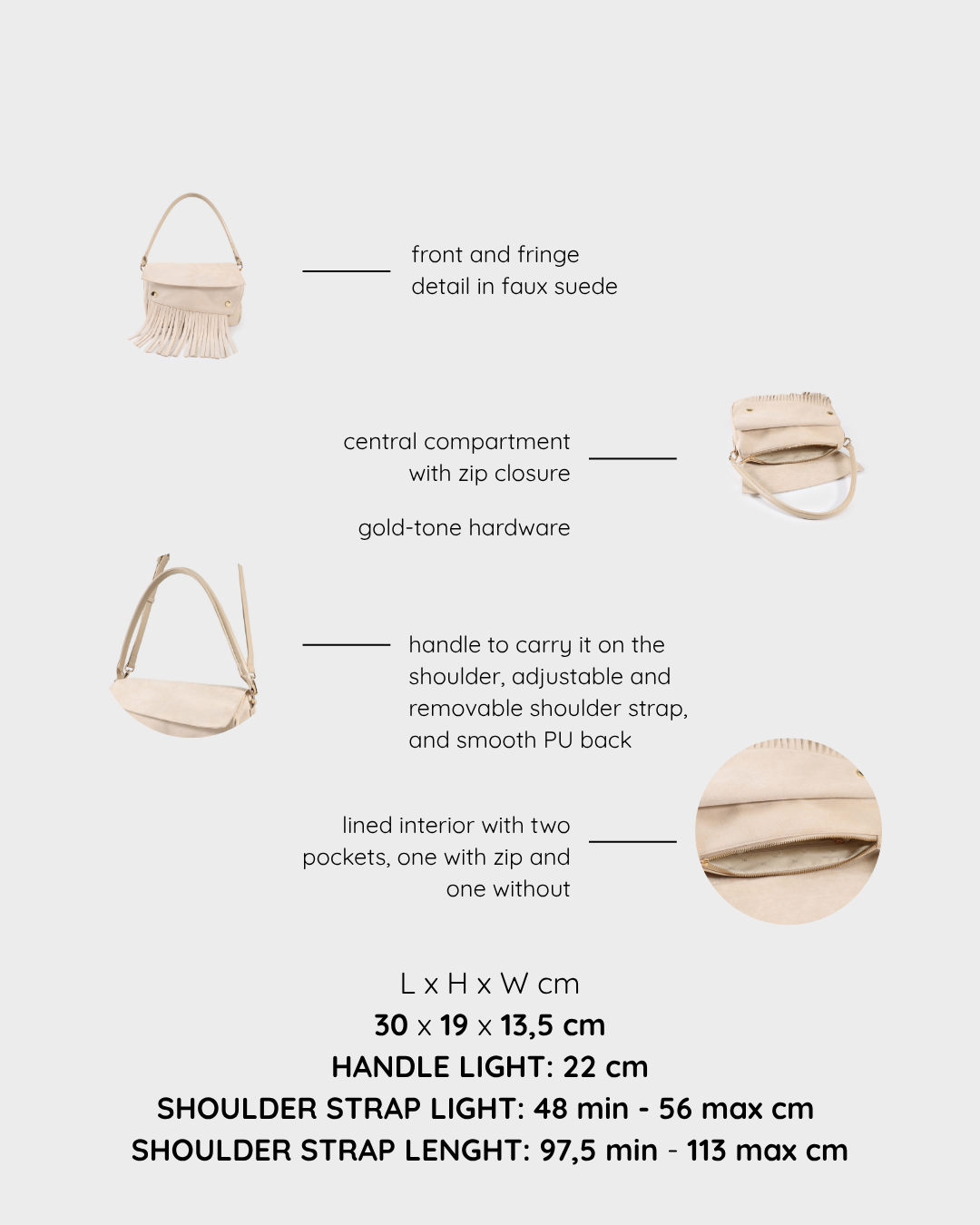 MEREDITH Shoulder Bag - BEIGE