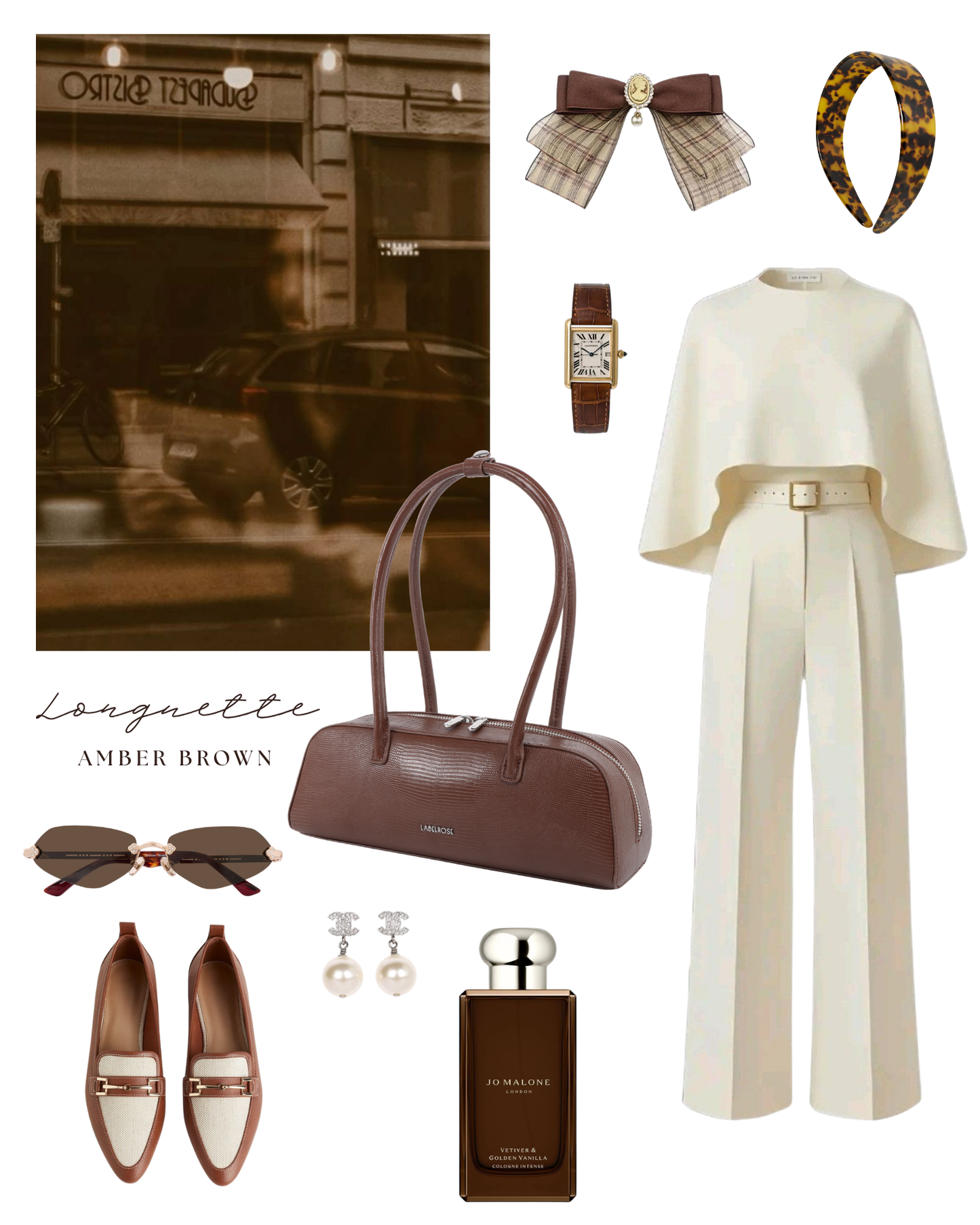 Borsa a spalla LONGUETTE- AMBER BROWN