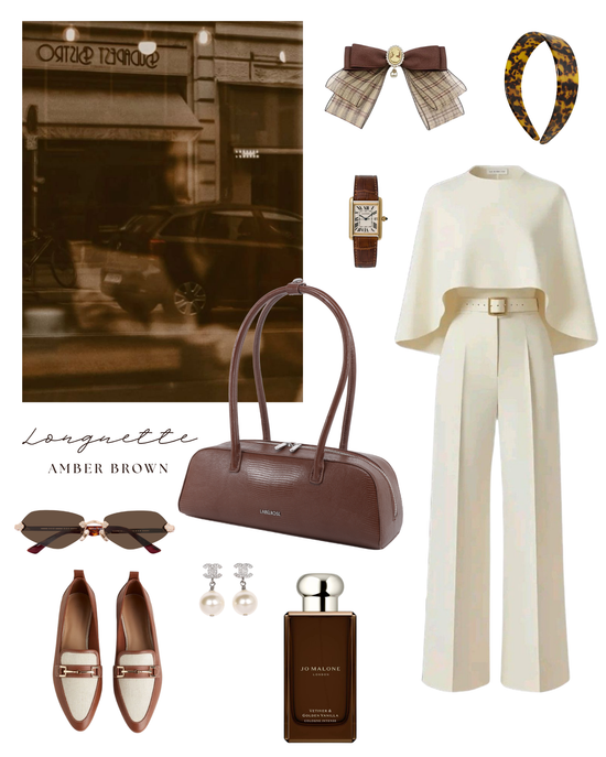 Borsa a spalla LONGUETTE- AMBER BROWN