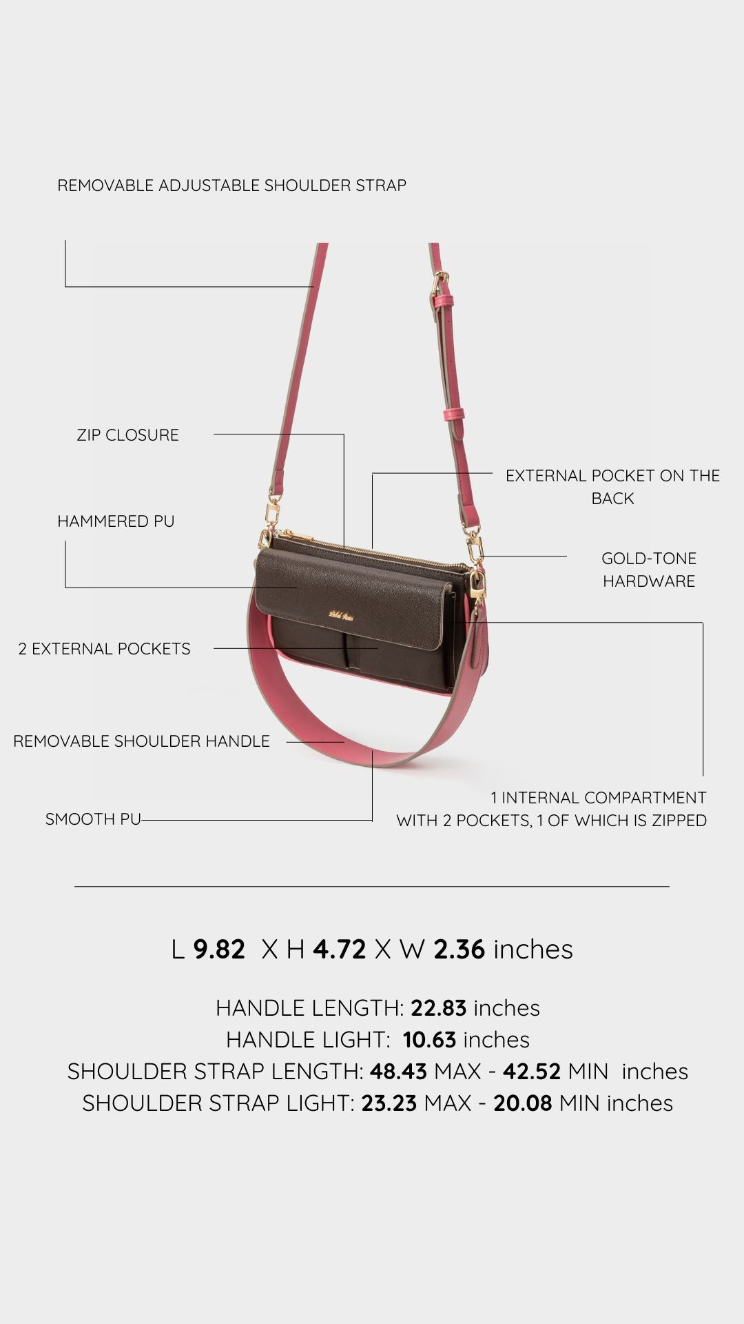 Borsa a spalla SABRINA - TAFFY PINK