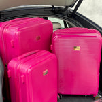 Shiny trolley suitcase four wheels - FUXIA